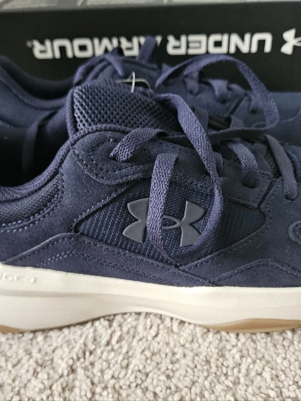 NWT Under Armour UA Edge Suede Mens 10 Navy Blue Charged Sneakers